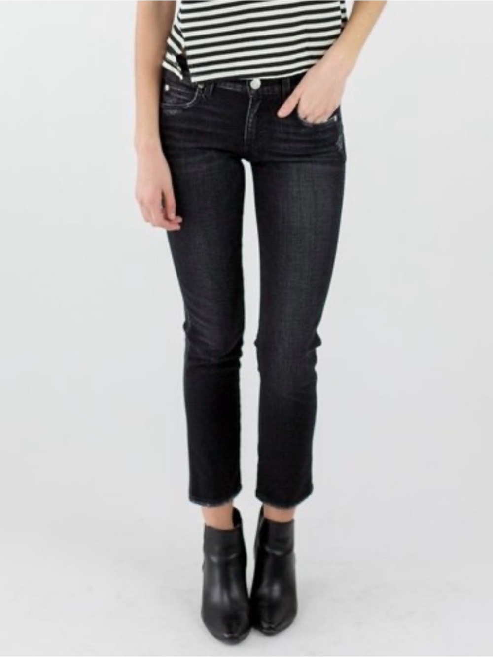 AMO Denim Kate Ankle Jeans in Ink Black Size 25 New W/Out Tags
